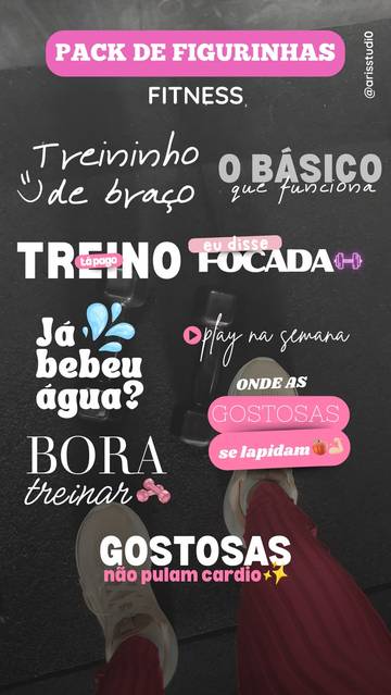 Modelos de figurinhas fitness e de treino para Stories