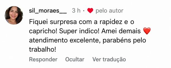 Depoimento da cliente sil_moraes__ sobre o atendimento e as figurinhas
