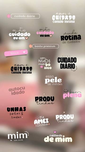 Modelos de figurinhas de autocuidado e beleza para Stories